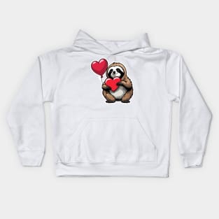 Sloth Heart Balloon - Valentines Day Kids Hoodie